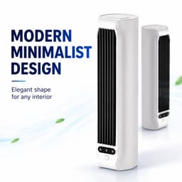 Tafelventilator Wit - Tower Fan - Mini Ventilator - Air Cooler Desktop - USB Ventilator - Stille Koelventilator - Met Telefoonhouder - 3 Snelheden — thumbnail 4