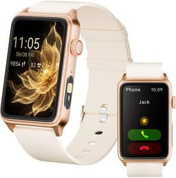 RAYOFI - Smartwatch - Nieuwe damessmartwatch 2026 - 1,57-inch sporthorloge - Hartslagmeting - Volledig touchscreen - Vierkant ontwerp - Stijlvol damessporthorloge - Goud - Twee bandjes - Compatibel met Android 5.0+ / iOS 10.0+ — thumbnail 1