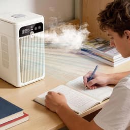 KZQ Draagbare Airco met Mistfunctuie, 3-in-1 Verdampingskoeler met 500 ml Watertank, Stille 20 dB Oplaadbare Mini Fan voor Bureau Slaapkamer Kantoor Camping — thumbnail 4