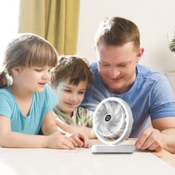 VHV - Ventilator - Tafelventilator - Tafelventilator met Automatische Oscillatie & Nachtlamp - 1800mAh Oplaadbare Ventilator met 270° Zwenkfunctie - Stille Air Circulator voor Bureau en Slaapkamer - Wit — thumbnail 4