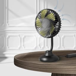 Dubbele Kop Auto Ventilator - Elektrische Ventilator Auto - Auto Koelen - 360 Graden Draaibaar - 140 cm Snoer - Zwart — thumbnail 5