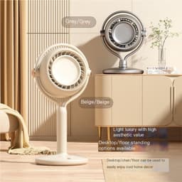 VHV-Draagbare Design Ventilator Khaki - Oscillerende Vloerventilator voor Slaapkamer en Woonkamer - Stijlvolle Creatieve Fan met Krachtige Luchtstroom - Compacte Koeling voor Thuis — thumbnail 2