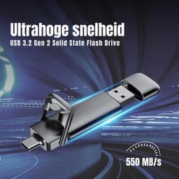 QORA® SSD Externe Harde QORAijven - SSD Externe Harde QORAijf - Zwart - ‎8cm x 3cm x 1cm — thumbnail 4