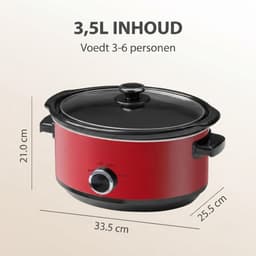 SP® Slowcooker - Warmhoudfunctie - Keramische Binnenpan - Rood - 24cm x 31cm x 18cm — thumbnail 2