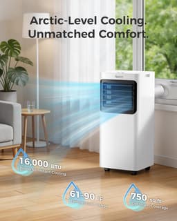 Mobiele Airco 10000 BTU – 3-in-1 Draagbare Airconditioner – WiFi – Ontvochtiger – Voor Grote Ruimtes — thumbnail 4