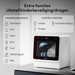 Mini Vaatwasser voor 5 Couverts – 5L Watertank – 7 Programma’s – Zonder Vaste Wateraansluiting – Warmeluchtdroging – Wit — thumbnail 2