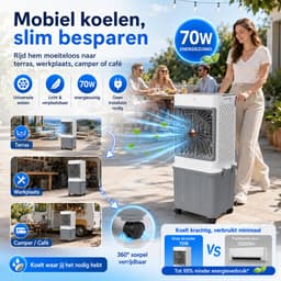 MUPOO 4-in-1 Aircooler 32L -Airco Zonder Afvoerslang- Luchtkoeler met 4 Koelelementen - Koelen, Ventileren, Bevochtigen & Aromatherapie - Stil 50 dB - Afstandsbediening voor Kantoor, Garage, Woonkamer en Slaapkamer — thumbnail 5