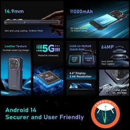 OUKITEL WP39 5G Outdoor Smartphone, 11000mAh, 64MP, 24GB/256GB, IP68 Waterdicht, Android 14, NFC — thumbnail 2