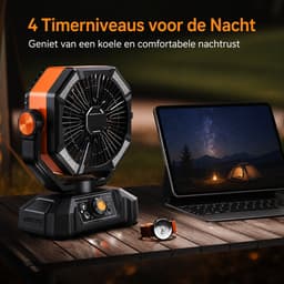 uJOY Ventilator - 8 instelbare ventilatorsnelheden - Automatische oscillatie - Powerbankfunctie - 4 LED-lampen - Kleur oranje — thumbnail 4