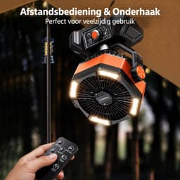 uJOY Ventilator - 8 instelbare ventilatorsnelheden - Automatische oscillatie - Powerbankfunctie - 4 LED-lampen - Kleur oranje — thumbnail 5