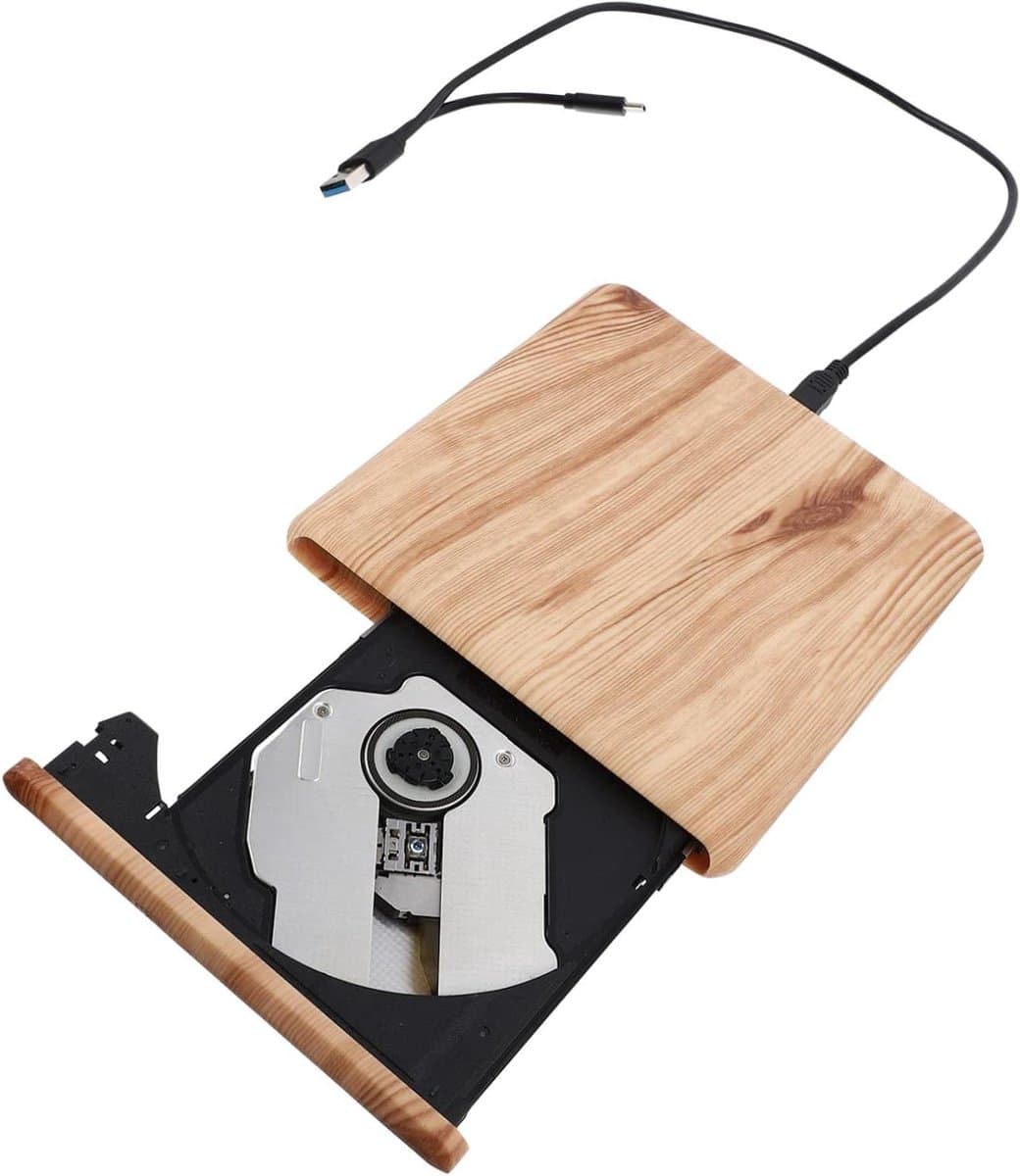 Externe DVD Brander - Dvd-cd-brander Dvd-speler - Gegevens Opslaan - Type-C USB 3.0 - 14.5 cm - Houtnerf — afbeelding 1