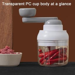 Handmatige Groentehakker - Keukenmachine Zwengel - Groenten Snijden - S-vormige Snijkop - 250 ml - Wit — thumbnail 2