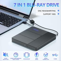 Externe Blu-ray Drive - Optische drive - Bestanden Overzetten - 7-in-1 Functies - 100-150G - Zwart — thumbnail 4