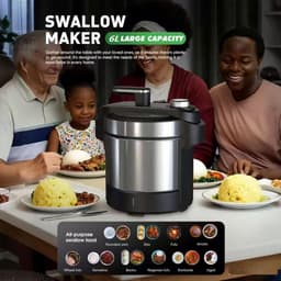 Elektrische Voedselbereider - Yam Machine Fufu - Afrikaanse Gerechten Maken - Automatische Mengfunctie - 6 Liter - Zilverkleurig — thumbnail 2
