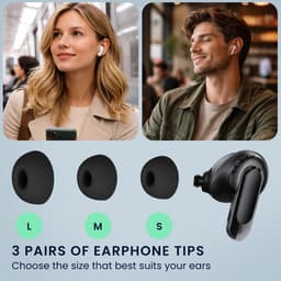 kwmobile 6x cover voor in-ear oortjes geschikt voor JBL Tour Pro 2 - Vervangende oordopjes van siliconen in zwart - 3 maten — thumbnail 2