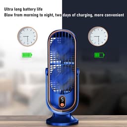 Torenventilator voor de slaapkamer, 5 windsnelheden, 25 cm draagbare tafelventilator, borstelloze motor, oplaadbare USB-batterij (blauw). — thumbnail 4
