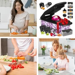 Groentehakker Slicer - Keuken Snijmachine - Voedselbereiding Versnellen - 18-in-1 Multifunctioneel - 33.4 cm Lengte - Zwart — thumbnail 3