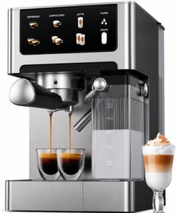 Espressomachine 20 Bar – Cappuccino & Latte Machine - Dubbelboiler Koffiemachine (1350W & 1000W), Extractie in 15s, Roestvrij Staal - Afneembaar Waterreservoir 1,8L - Touchscreen — thumbnail 1