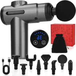 Massagepistool - Spierverlichter - Spierherstel - 8 koppen 99 snelheden - 13 mm diep - Grijs — thumbnail 1