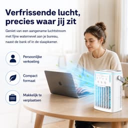 DreamGoods Aircooler - Verkoelen Met Water of IJs - 3-in-1 Luchtkoeler - Koelen, Ventileren & Bevochtigen - 1000ML Watertank - Aircooler met Koelelementen - Air Cooler - Ventilateur - Mobiele Airco - Mini Airco zonder Afvoerslang - Koelventilator — thumbnail 2