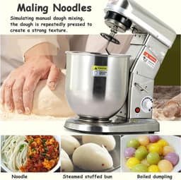 Deegmixer Staande Mixer - Keukenmachine Kneedmachine - Bakken en Koken - Krachtige 500W Motor - 10 Liter Kom - Zilver — thumbnail 4