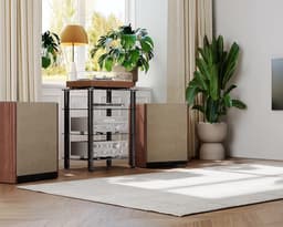 FITUEYES - 4-laags HiFi-meubel - Gehard Zwart Glas met Aluminium Frame - In Hoogte Verstelbare Planken - Geschikt voor platenspeler en versterker — thumbnail 5