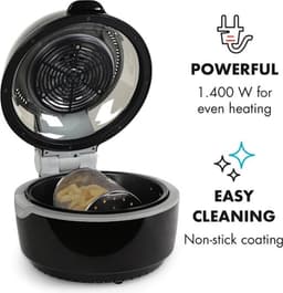 Klarstein VitAir heteluchtfriteuse, 1400 watt, vetvrij frituren + bakken + grillen + roosteren, halogeen-infrarood-verwarmingselement, automatisch, antiaanbaklaag, zwart — thumbnail 5