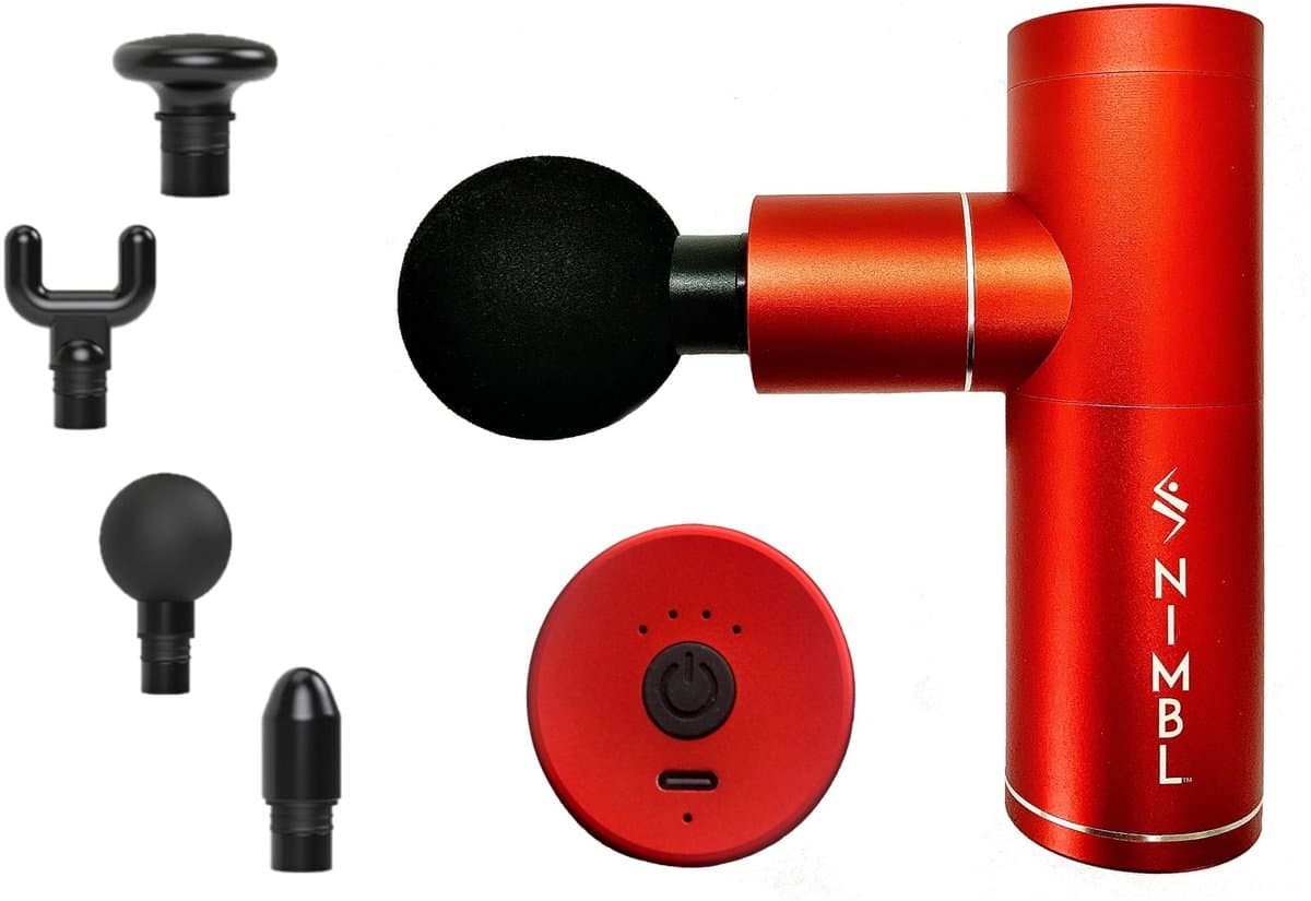 Massage Gun - Nimbl XPRS Fysio - Sport en Relax Massage apparaat - Fluisterstil - Inclusief koffer - Met 4 opzetstukken - Rood — afbeelding 1