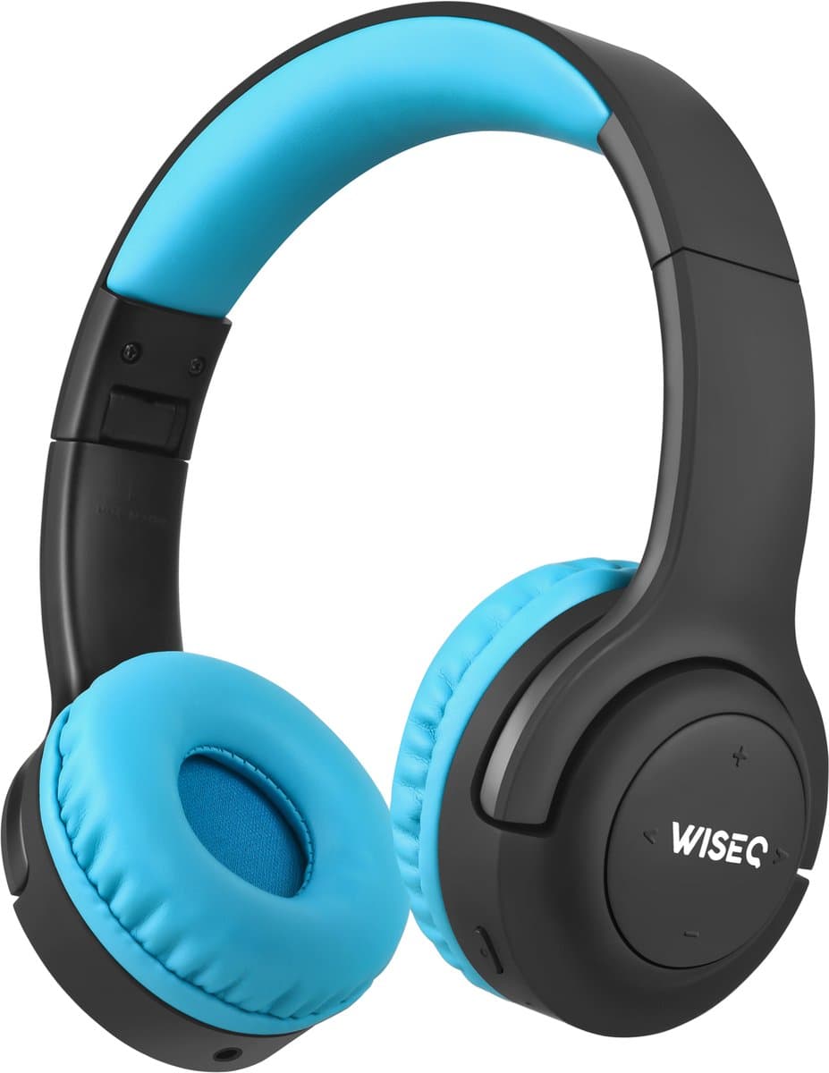 Kinderkoptelefoon Draadloze Koptelefoon Kinderen Geluid Dempend met Bluetooth – 38u batterij & Microfoon – Kinder Koptelefoon - WiseQ HERO -Blauw & Zwart — afbeelding 1