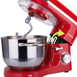 AREBOS Keukenmachine - 1500W - Keukenrobot - 6L - Keukenmixer - Foodprocessor - Roestvrij Stalen Mengkom - 6 Snelheden - Rood — thumbnail 3