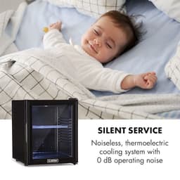 Klarstein Minibar Brooklyn 30 Mini Koelkast - Thermo-elektrisch koelsysteem - 30 liter inhoud - 3 standen koeling: tot 12 °C - Energie-efficiëntieklasse F - 23 dB - Flexibel kunststof plateau - LED licht - Panoramadeur van glas - Zwart — thumbnail 5
