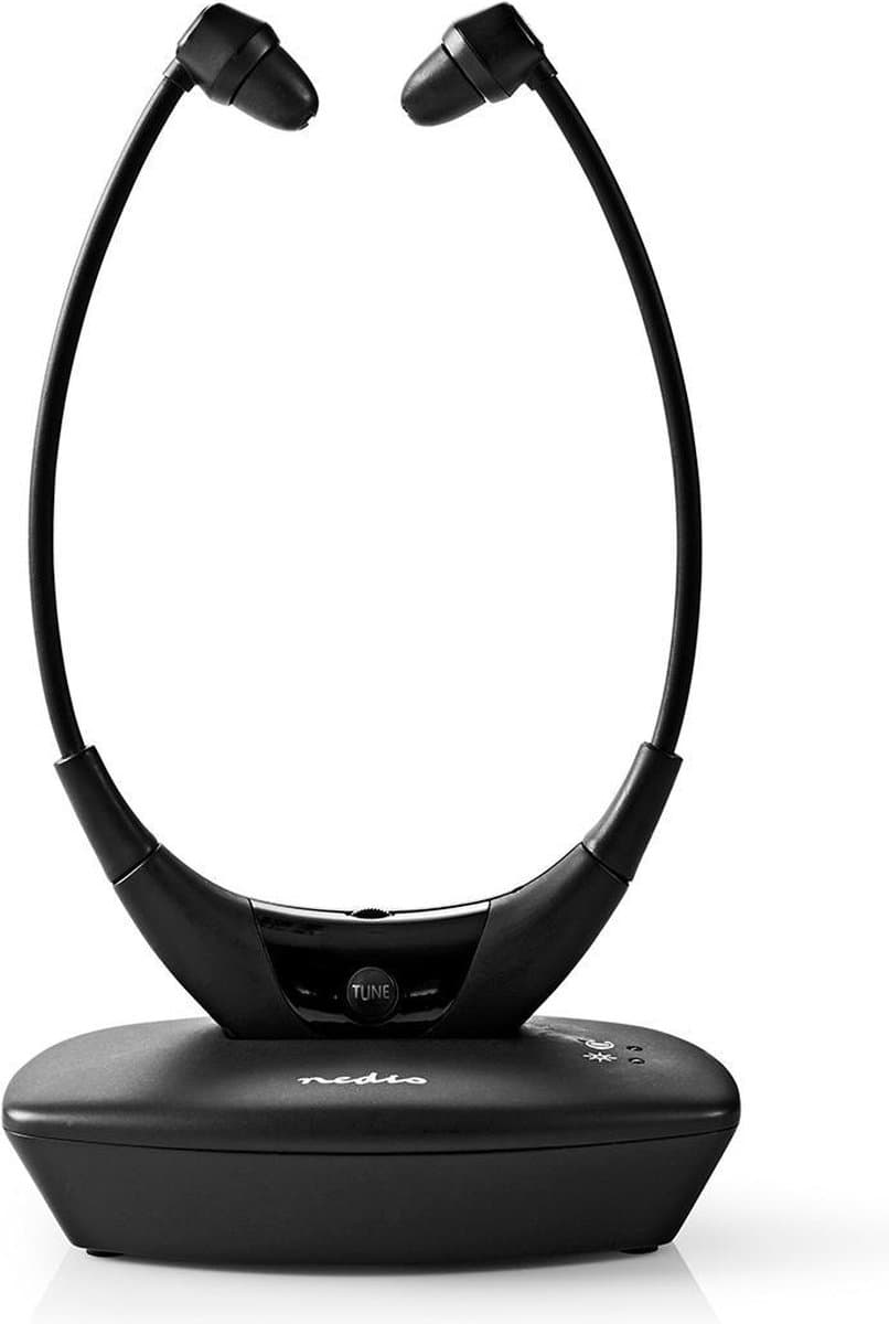 Nedis Draadloze TV-Koptelefoon - RF, frequentie 868 MHz - In-Ear - Batterij 1 werkingstijd standaard verbruik: 270 min - 35 m - Digitale Audio - Balanscontrole - Zwart — afbeelding 1