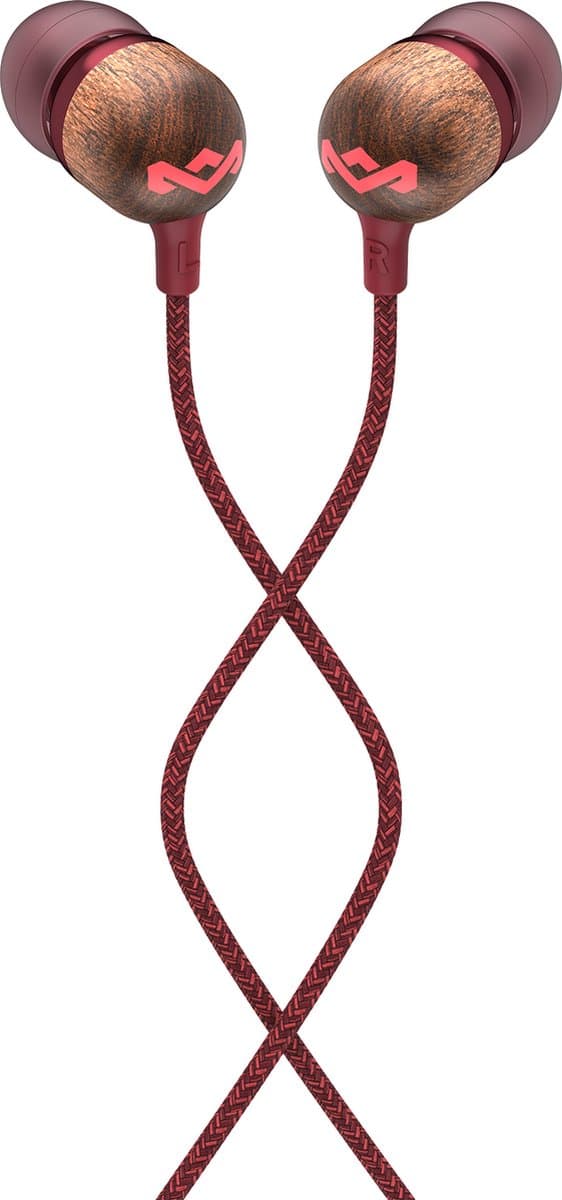 House of Marley Smile Jamaica Oortjes met Draad - Bedrade Oordopjes 3,5 mm Aansluiting - Met Microfoon en 1knopsbediening - Eco Friendly Design - 9 mm Drivers - Knoopvrije Kabel - Rood — afbeelding 1