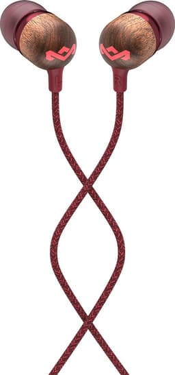House of Marley Smile Jamaica Oortjes met Draad - Bedrade Oordopjes 3,5 mm Aansluiting - Met Microfoon en 1knopsbediening - Eco Friendly Design - 9 mm Drivers - Knoopvrije Kabel - Rood — thumbnail 1