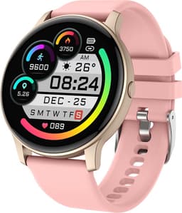 Belesy® SUAVE - Smartwatch Heren – Smartwatch Dames - Horloge – Stappenteller – Calorieën - Hartslag – Sporten - Je eigen foto als wijzerplaat - Kleurenscherm - Full Touch - Bluetooth Bellen – Goud – Silicone – Roze - Moederdag — thumbnail 2