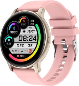 Belesy® SUAVE - Smartwatch Heren – Smartwatch Dames - Horloge – Stappenteller – Calorieën - Hartslag – Sporten - Je eigen foto als wijzerplaat - Kleurenscherm - Full Touch - Bluetooth Bellen – Goud – Silicone – Roze - Moederdag — thumbnail 1