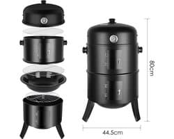 Manzibo BBQ  - Smoker bbq - Grill - Barbecue - Rookoven - Houtskool  - Voor Tuin, Camping - Ronde Barbeque - Zwart