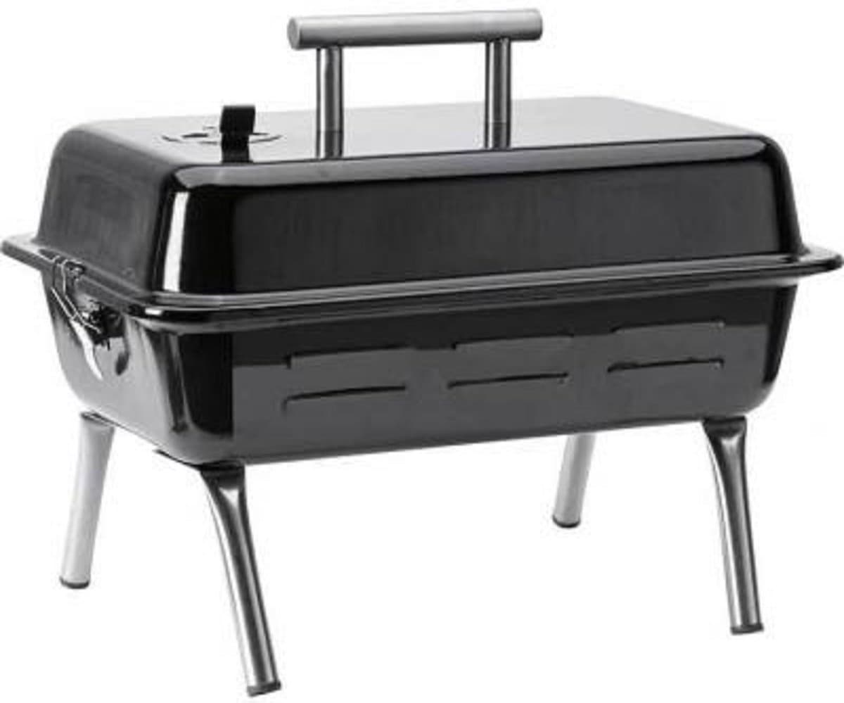 Lokkii draagbare tafel BBQ - Zwart - Geemailleerd Staal - Geschikt voor Houtskool en Briketten - Handig Meeneemformaat - Barbecue — afbeelding 1