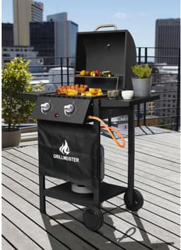 Gas bbq barbecue- met zijbrander- tafelmodel-zwart-met wielen-hoge kwaliteit — thumbnail 2