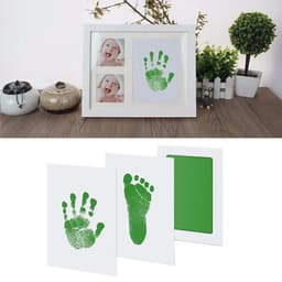 2 Inktpads voor hand- en voetafdrukken van baby's - Zonder Puin en Inkt aan handen -  Veilig voor baby's - Raakt de huid niet aan - Perfect aandenken of cadeau - Kraamcadeau  - Groen — thumbnail 5