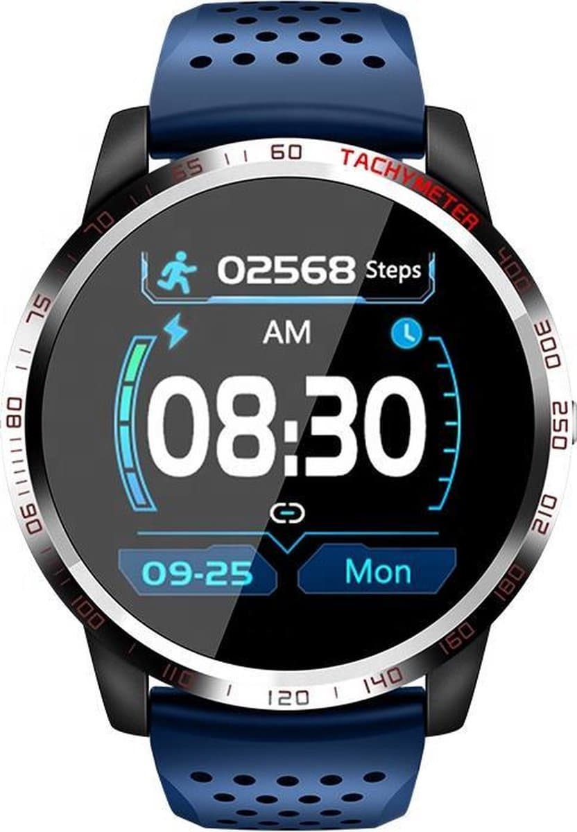 Belesy® Tachy - Smartwatch Dames - Smartwatch Heren - Horloge - 1.3 inch - Kleurenscherm - Stappenteller - Bloeddruk - Hart ECG - Mutli sport - Zilver - Blauw - Siliconen - Moederdag — afbeelding 1