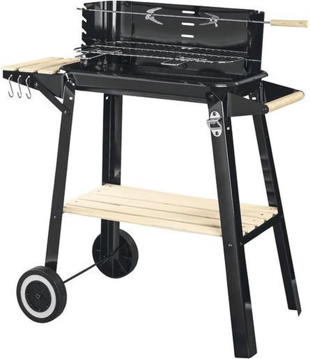 Grote Barbecue BBQ ideaal in de zomer met wielen - extra barbequespies van 70cm - — afbeelding 1