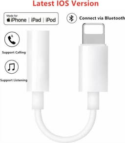 Bluetooth Apple Lightning naar 3,5 mm oordopjes earphones  aansluiting converter adapter voor iPhone en iPad ook IOS 13 voor muziek luisteren en bellen d.m.v. Bluetooth connectie zie YouTube filmpje  onderaan. — thumbnail 1
