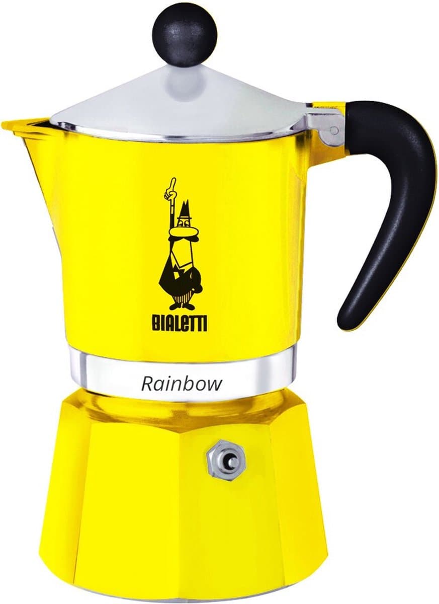 Bialetti Rainbow Geel Percolator 200 ml – 3 kops – Espresso Maker voor Authentieke Italiaanse Koffie — afbeelding 1