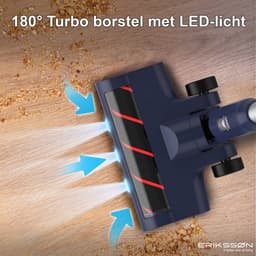 Erikssøn Steelstofzuiger Air Pro Elite 9000 - Stofzuiger Draadloos - Zonder Zak Op Accu - Grijs/Blauw — thumbnail 3
