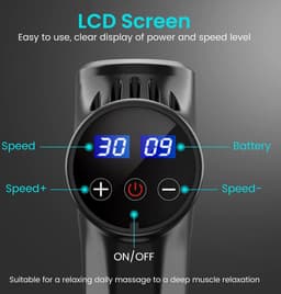 Massage Gun, 30 Snelheden Massage Pistool Diep Weefsel met 6 Massage Koppen, Krachtige, Antislip, Stille, Professionele Elektrische Handheld Massage Pistool voor ontspannen herstel - LCD-aanraakscherm — thumbnail 2
