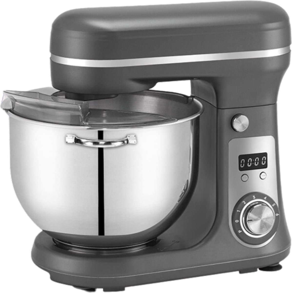 Keukenmixer - Keukenmachine - Keukenmixer met Mengkom - Keukenmixers - Deegmachine - Kneedmachine - Matte Grijs — afbeelding 1