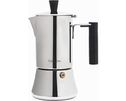 Espresso Maker Stainless Steel Espresso Pot for Induction Gas and All Cookers Mocha Pot for 4 Cups 200 ml Silver