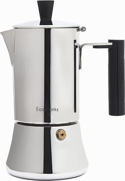 Espresso Maker Stainless Steel Espresso Pot for Induction Gas and All Cookers Mocha Pot for 4 Cups 200 ml Silver — thumbnail 1