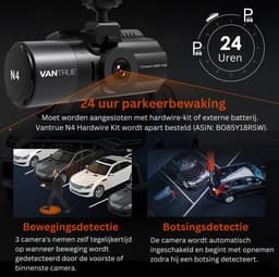 Professionele dashcam voor auto - 4K 3840P x 2160P voor infrarood nachtzicht - 24/7 parkeermodus - hittebestendig - dashcam van G-sensor - 512GB — thumbnail 2